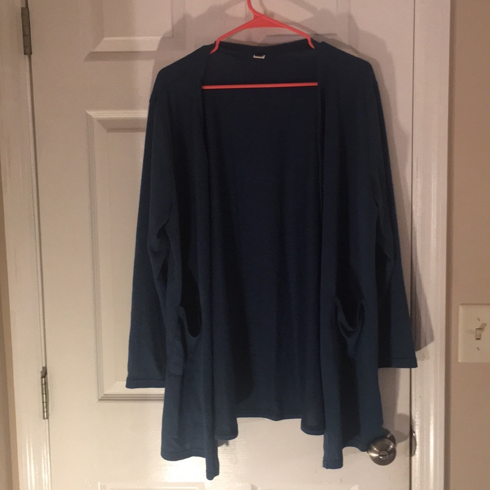 Plus size button front cardigan with pockets
